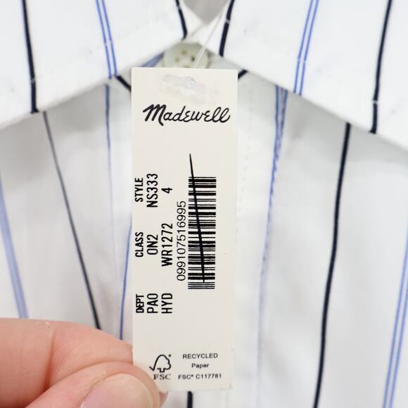 Madewell White Striped Button Down Shirt - Picture 11 of 12